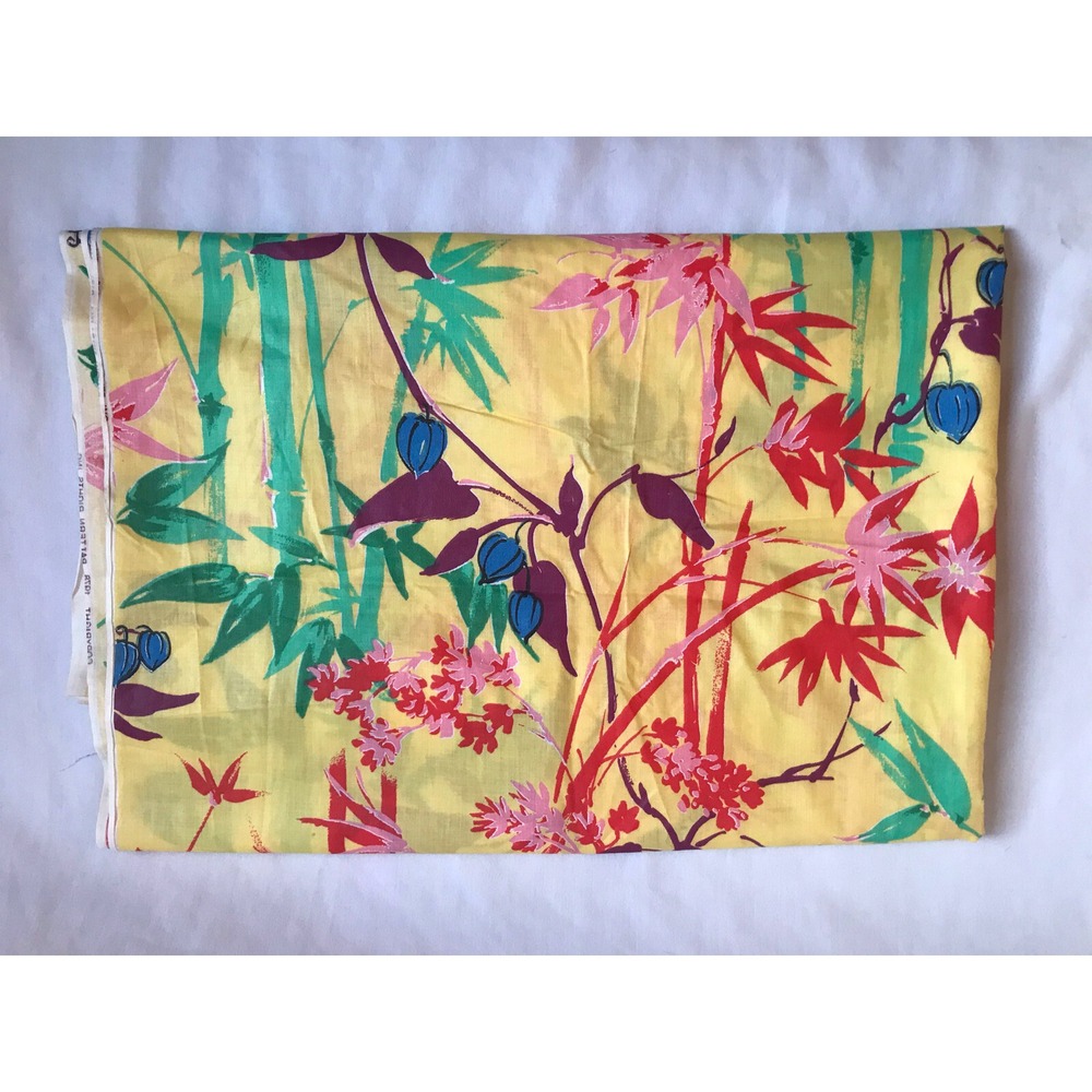 Vintage Mod Bold Print Fabric Cotton Key West 60s 70s Tropical Vibrant 14' x 45"